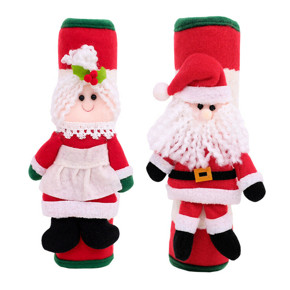 2Pcs Christmas Microwave Oven Fridge Door Handle Covers Christmas Decorations
