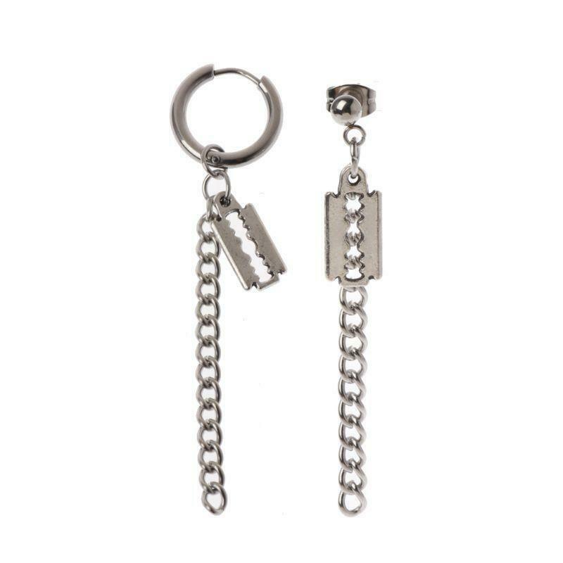 Titanium Steel Korean Boy Jin V Dlade Pendant Tassel Chain Drop Fashion Earrings