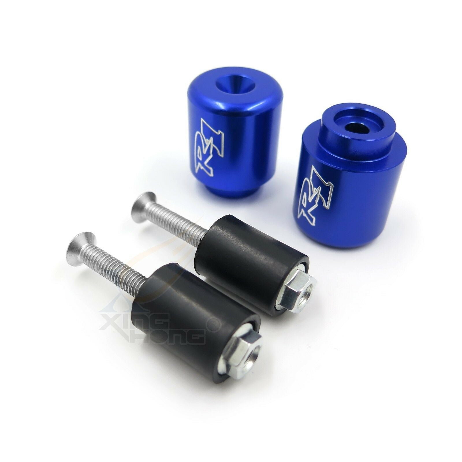 Blue Aluminum BAR ENDS Rubber For Yamaha FJR-1300 03-10