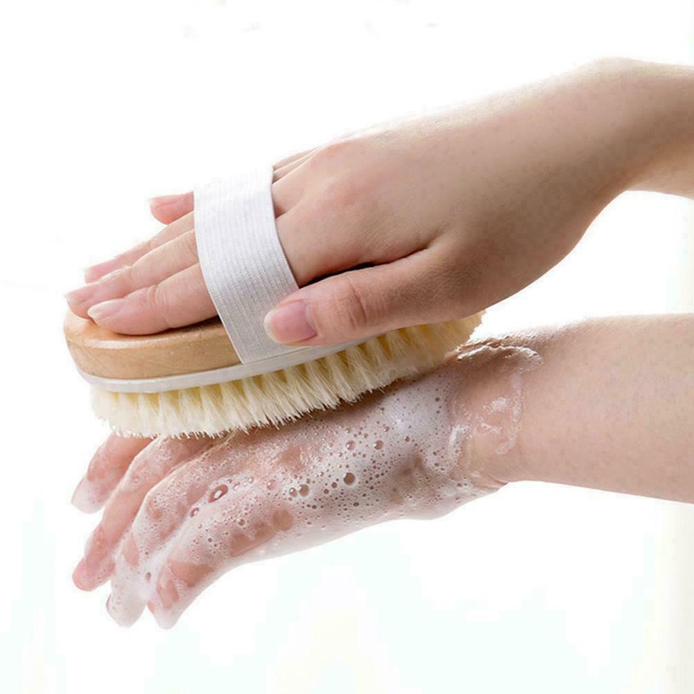 Natural Wooden Handle Bath Body Brush Back Scrubber Bristle Massager Shower P4E6