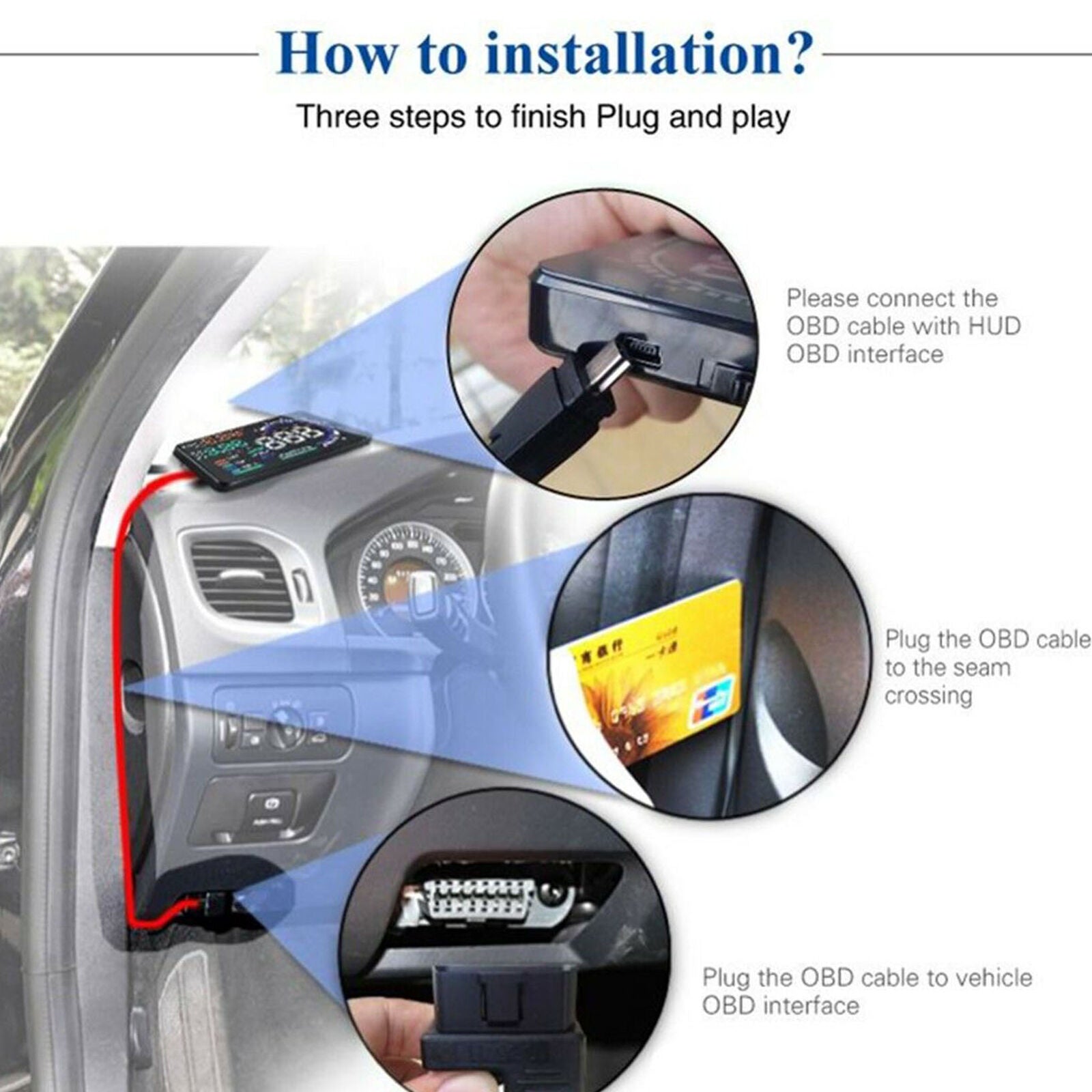 A8 Car HUD Head Up Display OBD II OBD2 Auto Gauge 5.5" Dash Screen Projector