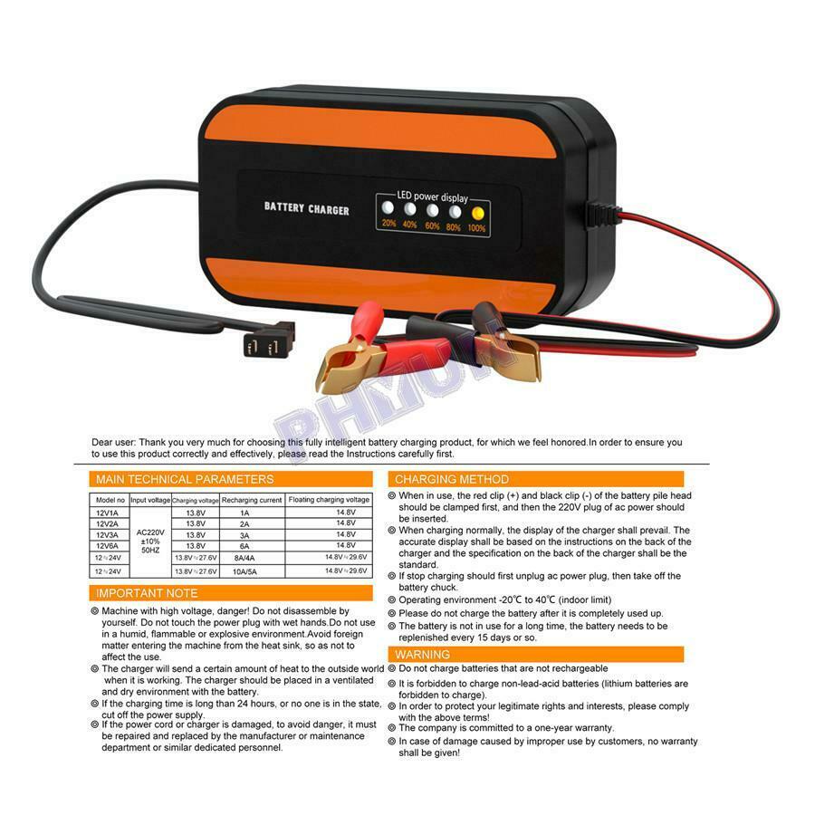 13.8V Wide Voltage Motorcycle Car Battery Charger Digital For Lead-acid Battery