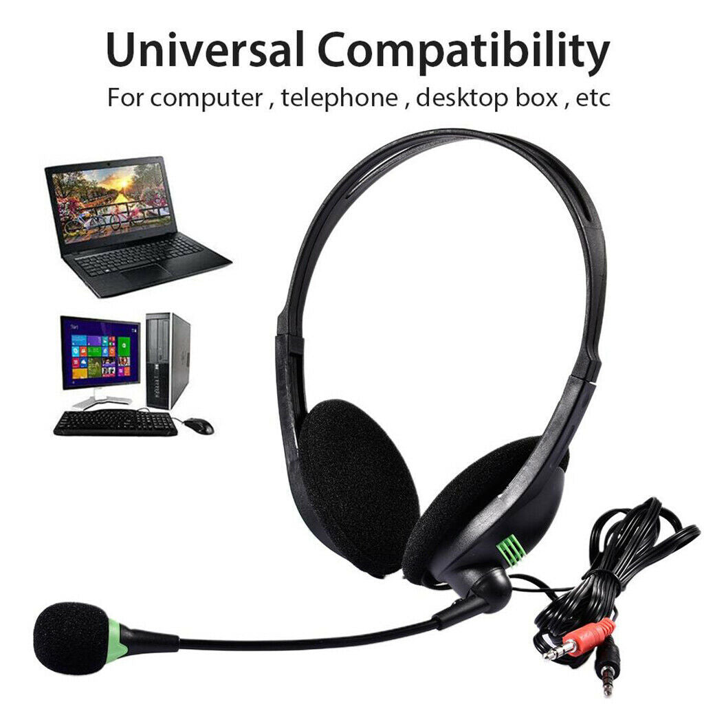 Wired 3.5mm Laptop Headset with Mic Noise Cancelling for Webinar Call Center