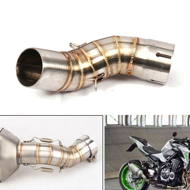 Motorcycle Exhaust Pipe Tube Stainless Middle Connector Fit For Kawasaki Z900 18