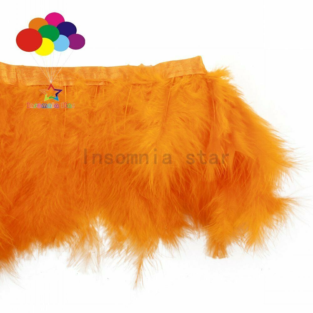 2 Meter 6-7" inch marabou turkey Feather Trimming Orange Color fluff Ribbons