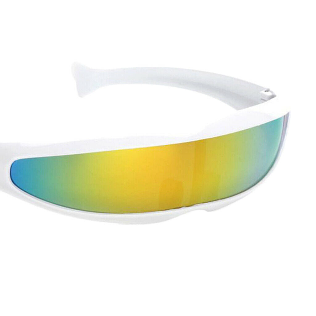 2pcs Yellow Blue UV Protect Alien Futuristic Eyeglasses Narrow Cyclops Color