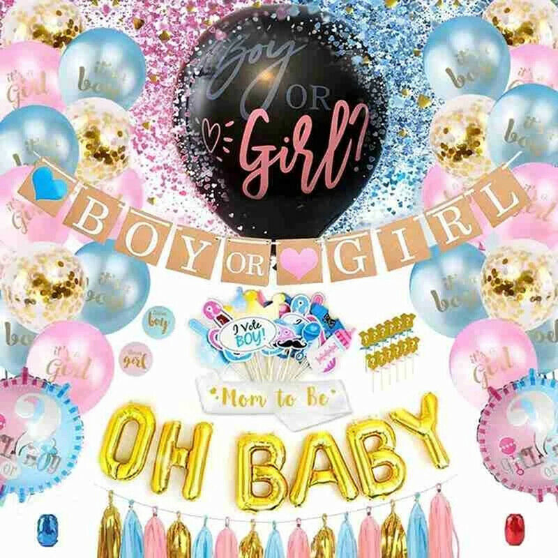 Boy Or Girl Balloon Gender Reveal Baby Shower Confetti Black Latex Ballon.l8