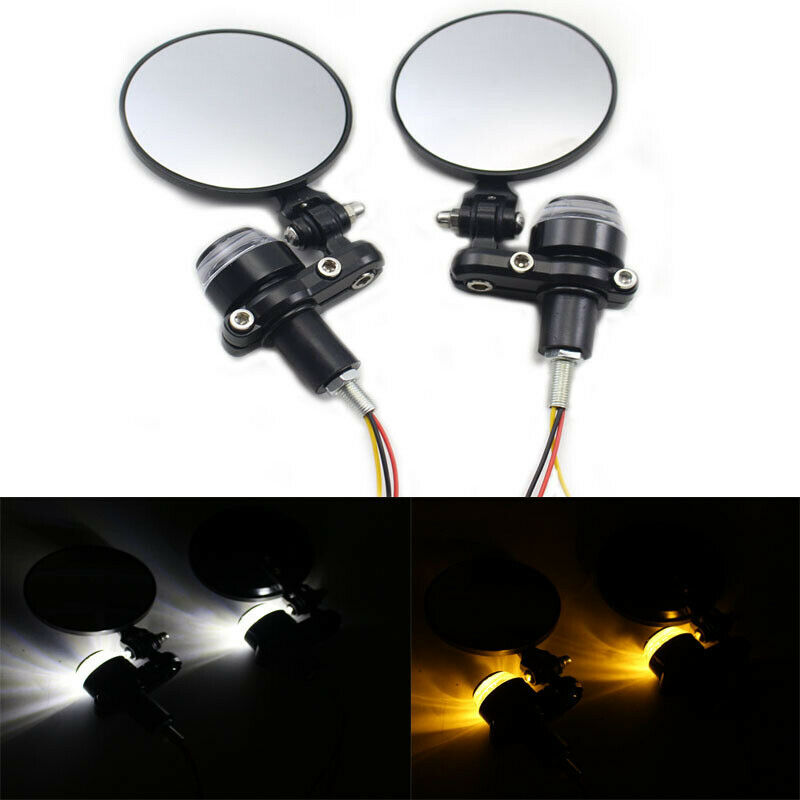 â€‹7/8" Handlebar Motorcycle Scooter Folding LED Light Bar End Reversing Mirrors