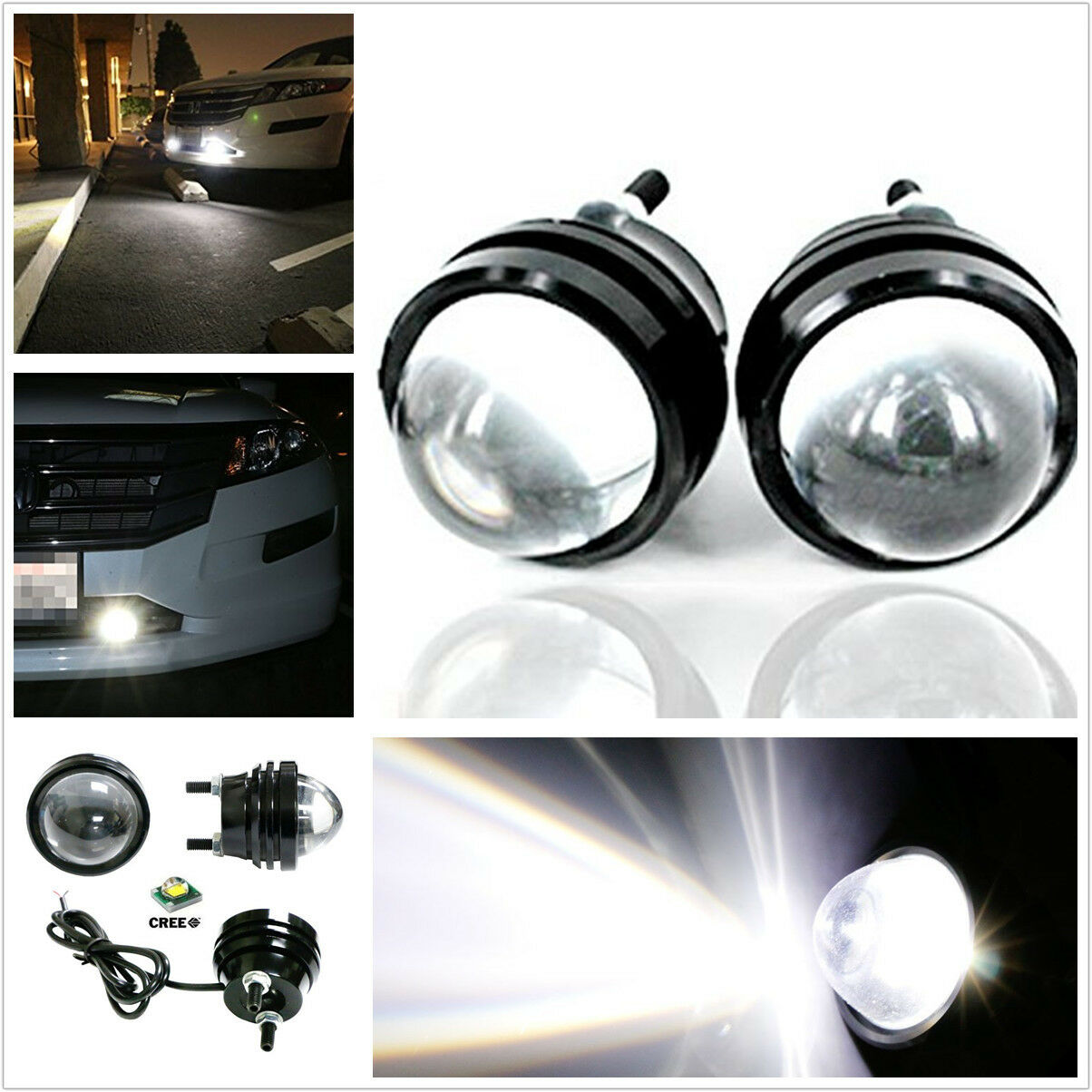 For Fog DRL Parking or Backup 2 X 5W Highlight LED Bull Eye LED Projector Lights