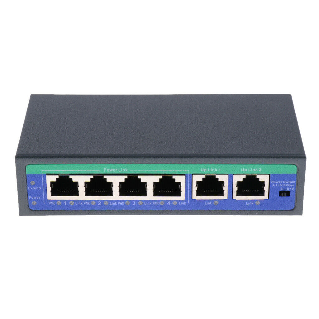 6-Port Fast Ethernet Switch 10/100Mbps 4Port & 2 Uplink PoE Switch - 802.3AF