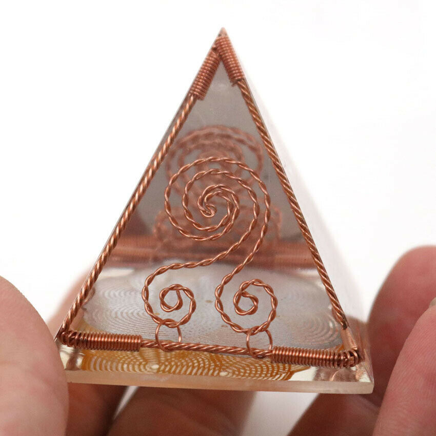 Orgone Energy Generator Healing Reiki Pyramid Copper Coil Home Office Ornament