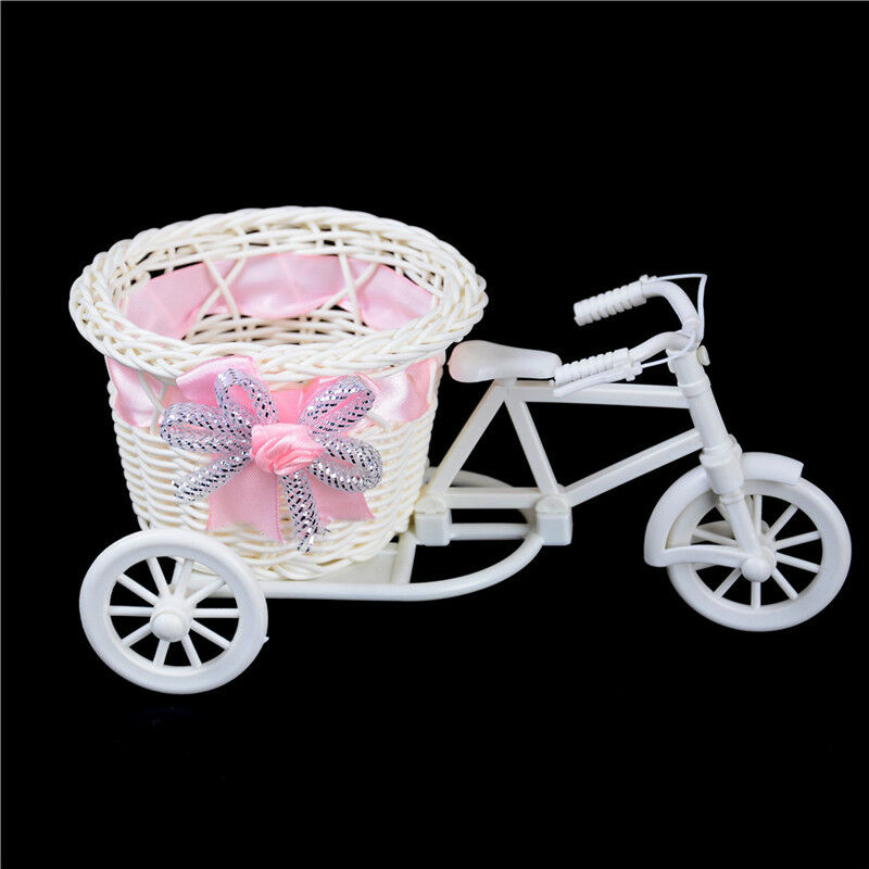 Romantic Tricycle Designed Rattan Flower Basket Vase Props Wedding Home Decor DD