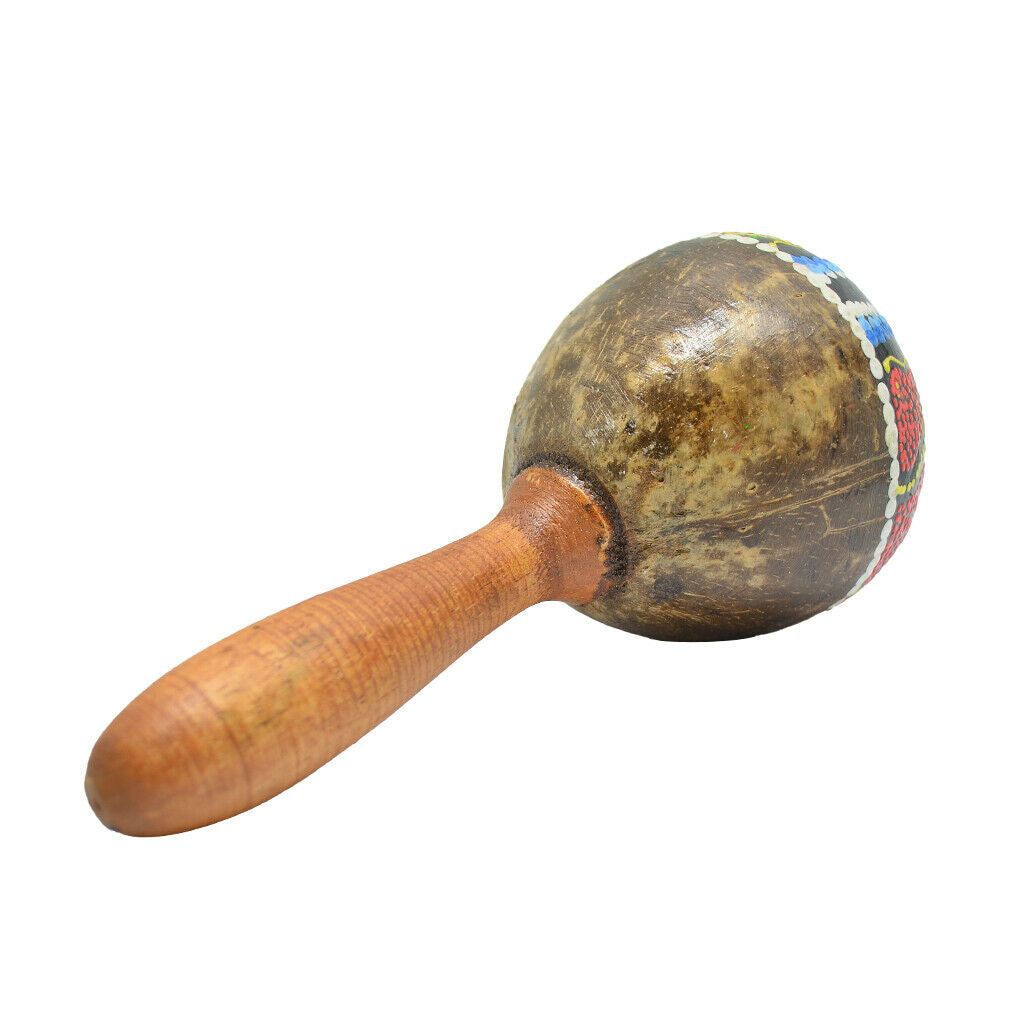 Durable Coconut Shell&Wooden Maraca Sand Shaker Hammer Toys Gift 25x10cm