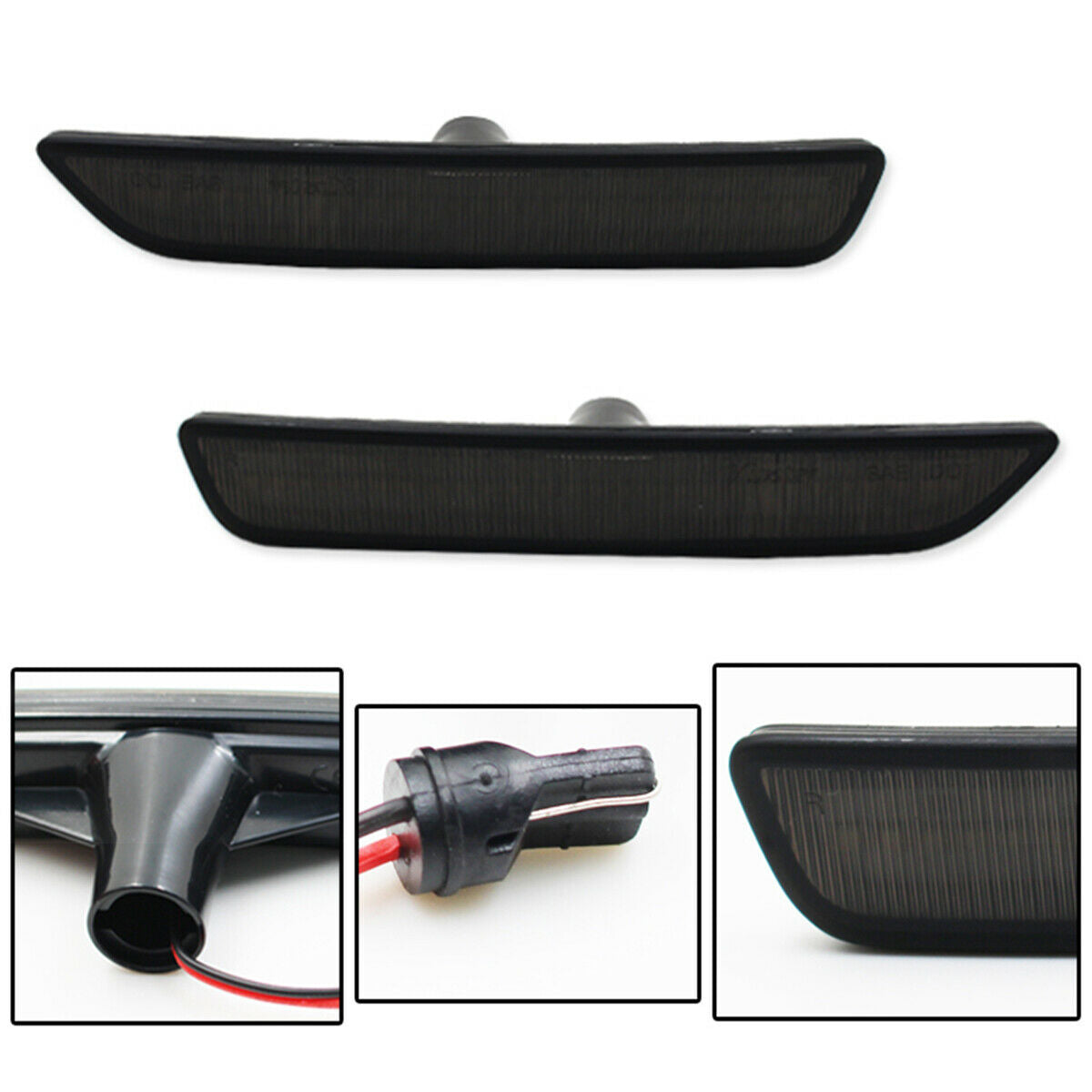 1 Pair Smoked White LED Side Marker Lamp Indicator Light For Ford Mustang 10-14