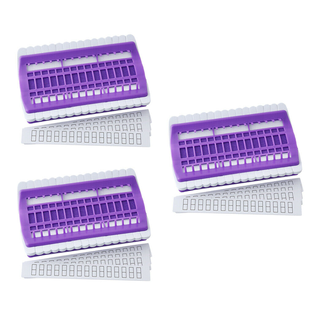 Set of 3, 30 Holes Yarn Floss Thread Organizer Tool PU Needle Holder Purple