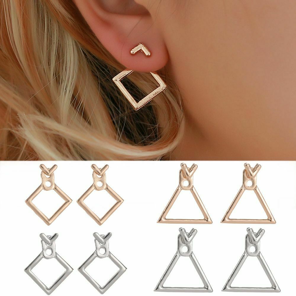 Women Boho Jewelry Square Ear Studs Geometric Earrings Triangle Dangle Drop