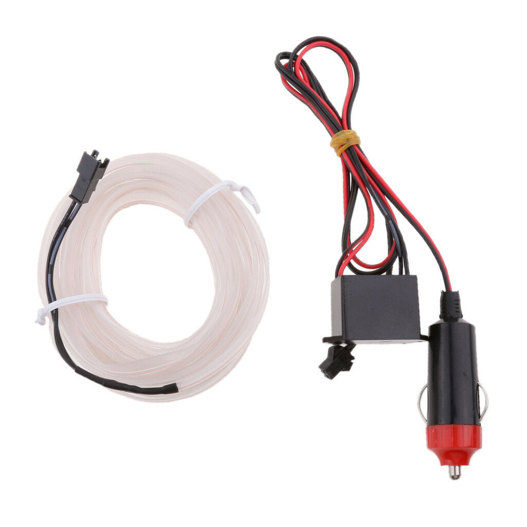 Car Party White Neon Cold Light EL Wire Strip and 12V Drive Inverter 5M