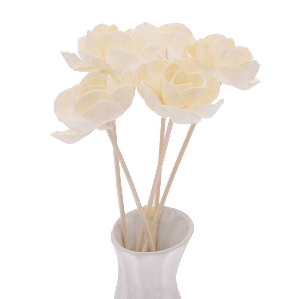 5 Pcs Rattan Reed Rose Flowers Aroma Diffuser Refill Sticks Home Fragrance Decor