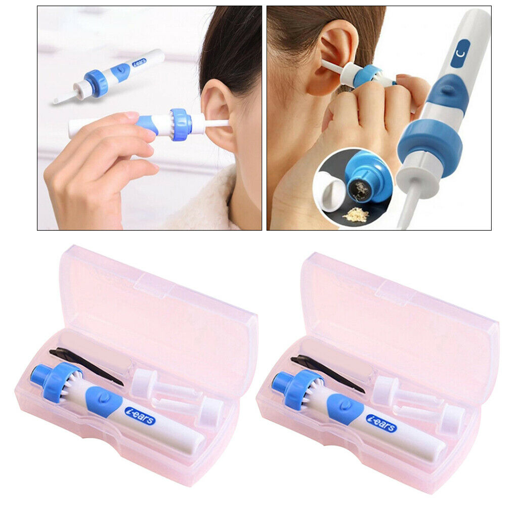 2 pcs Electric Cordless Vacuum Ear Cleaner Wax Vac Cleaning Remover Painless