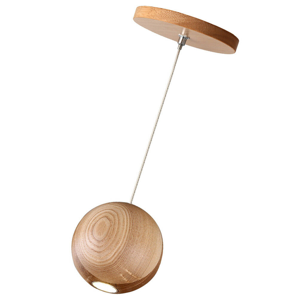 Dia.10cm Wooden Ball-shape Ceiling Pendant Lamps Shop Restaurant DIY Light