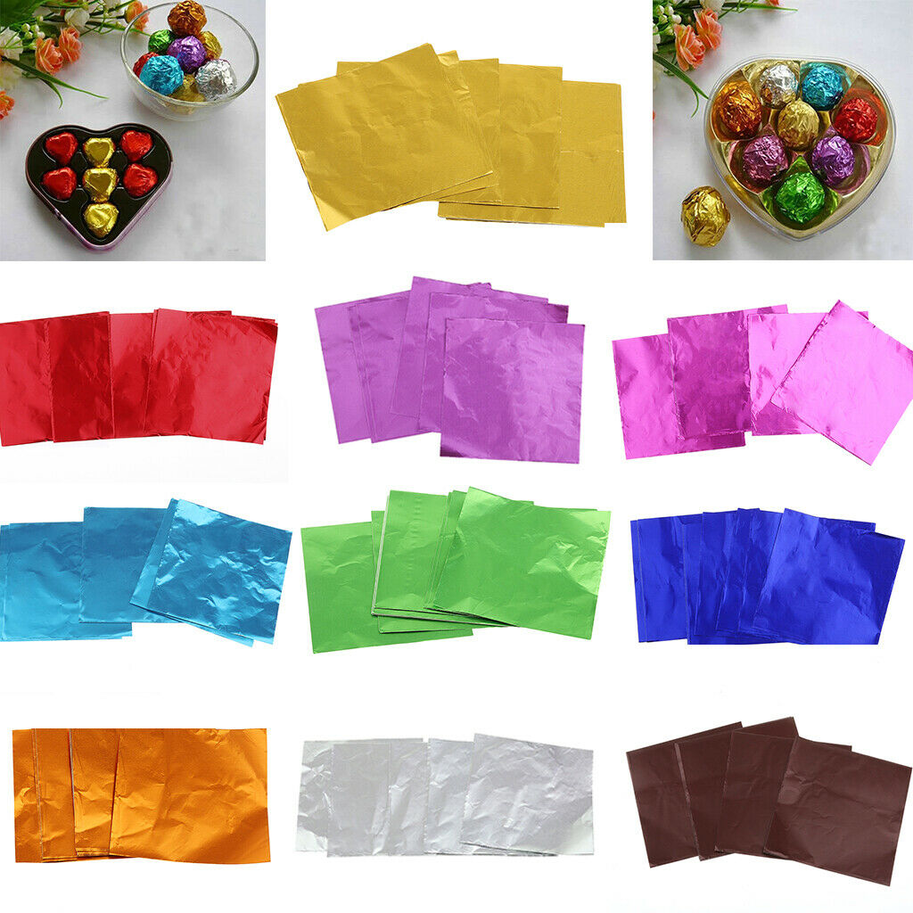 100Pcs Aluminium Foil Christmas Candy Wrappers Chocolate Wrappers Decor