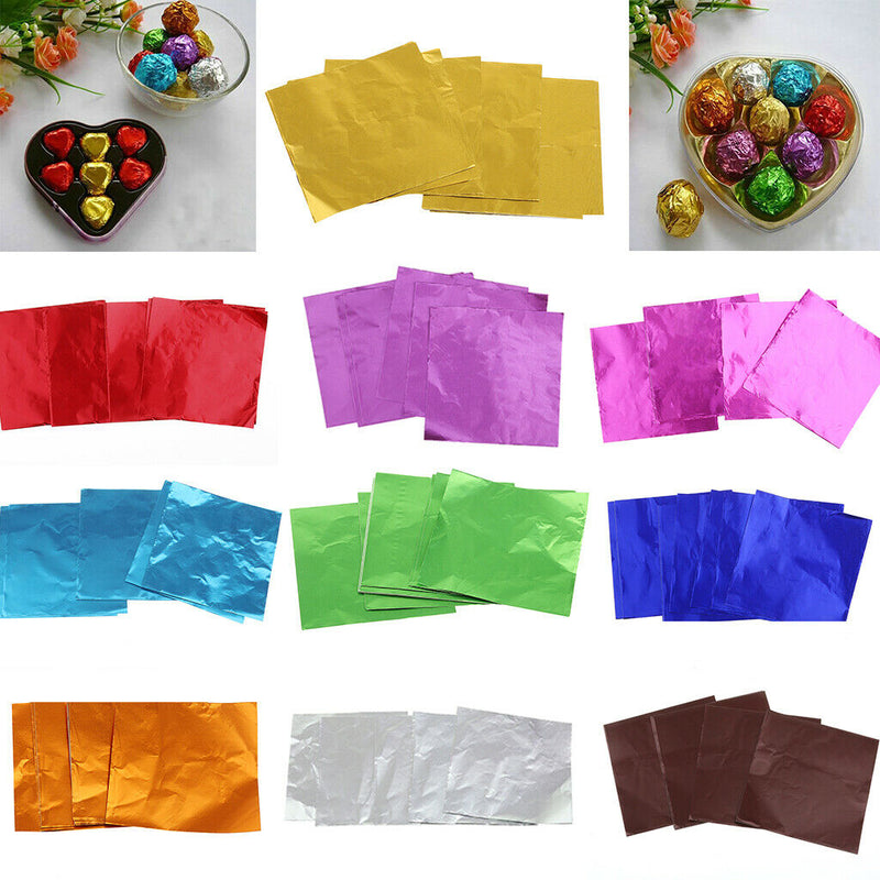 100Pcs Aluminium Foil Christmas Candy Wrappers Chocolate Wrappers Decor