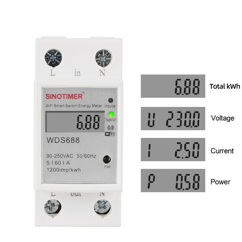 Digital Electric Consumption KWh Din Rail Smart Energy Meter WiFi Power Meter U5