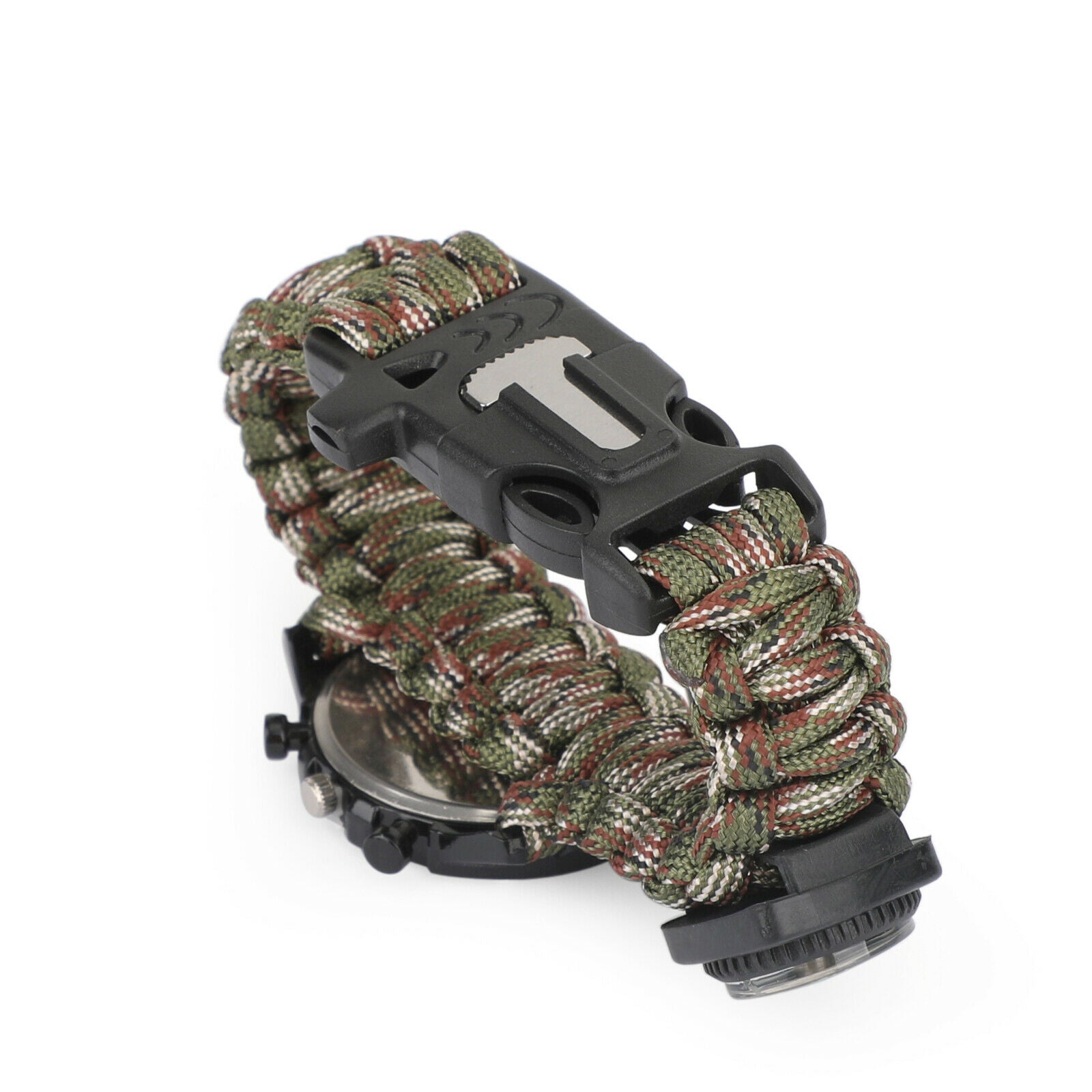 Watch Bracelet Paracord Compass Flint Fire Starter Whistle Outdoor GC B5