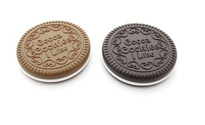 Reliable Mini Pocket Chocolate Cookie Compact Mirror + Comb Make Up Mirror.l8