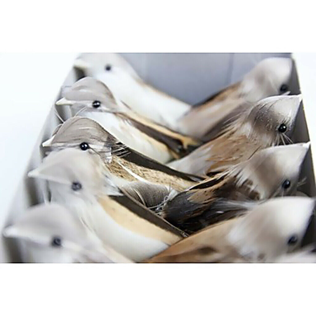 12x Artificial Feathered Birds Decorative Woodland Birds Ornaments