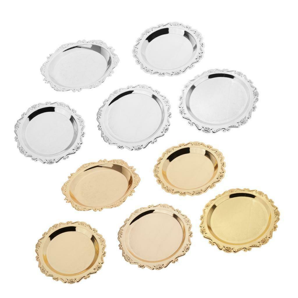2pcs Golden Plates Fruits Holder Platter Curtley for Party Home Gathering