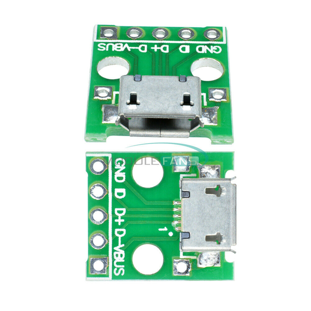 5Pcs Female MICRO USB To DIP 5-Pin Pinboard 2.54mm Micro USB Type