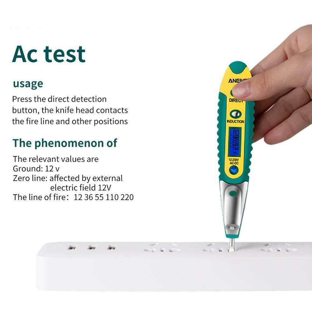 Green Digital Test Pencil Tester Electrical Voltage Detector Pen LCD Display