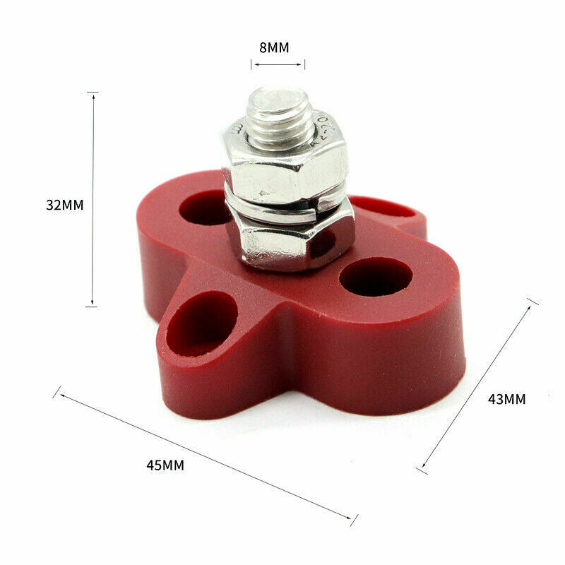 Red 48V DC Bus Car Boat RV Caravan Single Heavy-Duty Terminal Studs M8 (5/16")