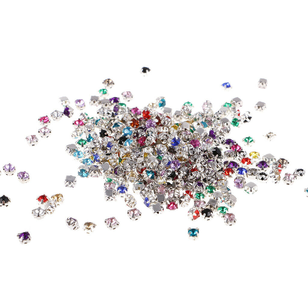 300Pcs Sew On Cut Glass Crystals Rhinestones Diamantes Claw Beads DIY Handmade