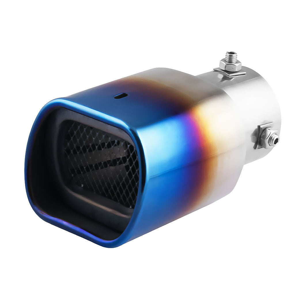 Car 63mm 2.5'' Inlet Stainless Steel Exhaust Tail Muffler Tip Pipe Blue