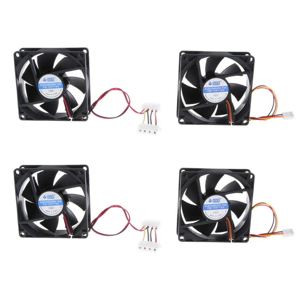 4 x12V 3Pin 80mm Mini 8cm Fan Silent Computer Cooler Cooling Fan PC