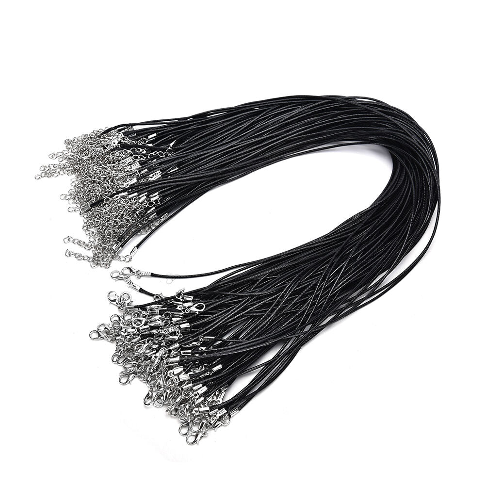 100x Wax Line Necklace Pendant Charms Cord Beads String Lobster Strap Rope  Rf