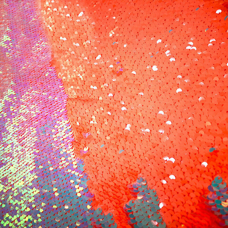 Reversible Sequins Fabric Glitter Patchwork Bag Dress Sewing Craft Decor DIY