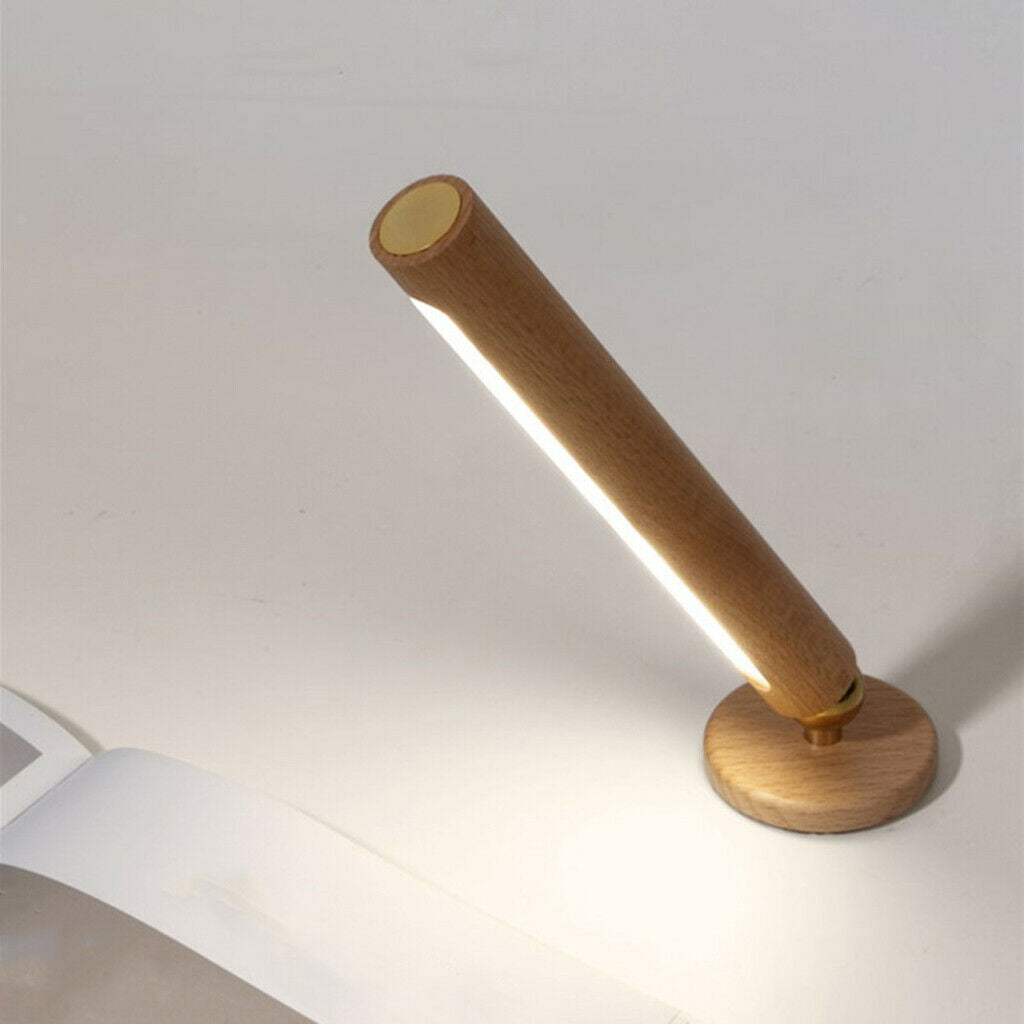 Cordless Wood Table Light Rotatable USB Charging Touch Switch Night Lamp