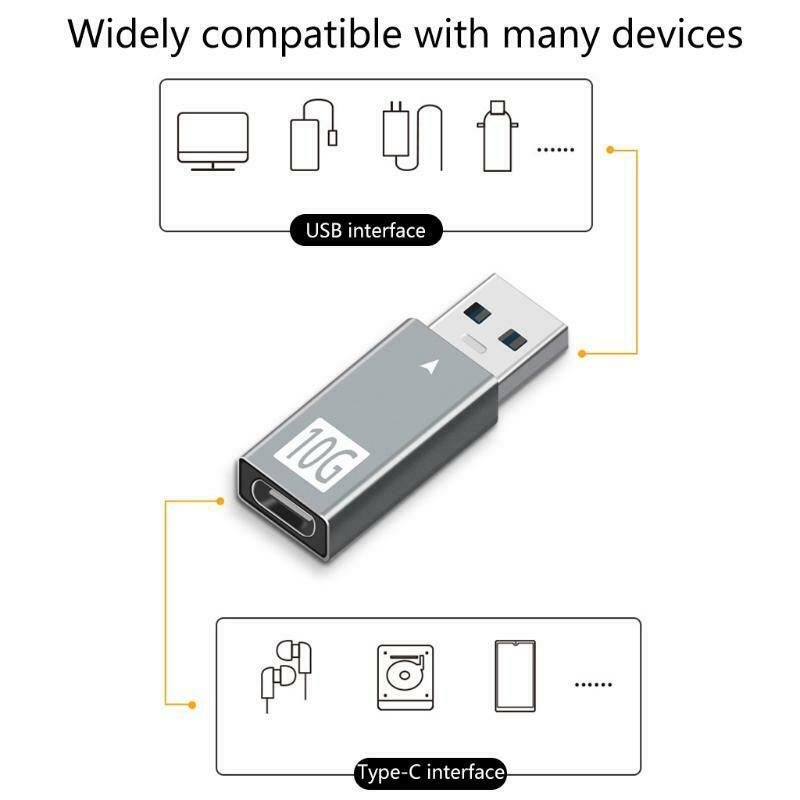 Aluminum Alloy Shell USB to Type-C Gen2 USB3.1 Adapter Converter Built-in Chip