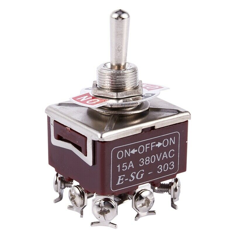 3PDT On/Off/On 3 Postion 9 Screw Terminals Toggle Switch AC 250V 15A E1X5X5