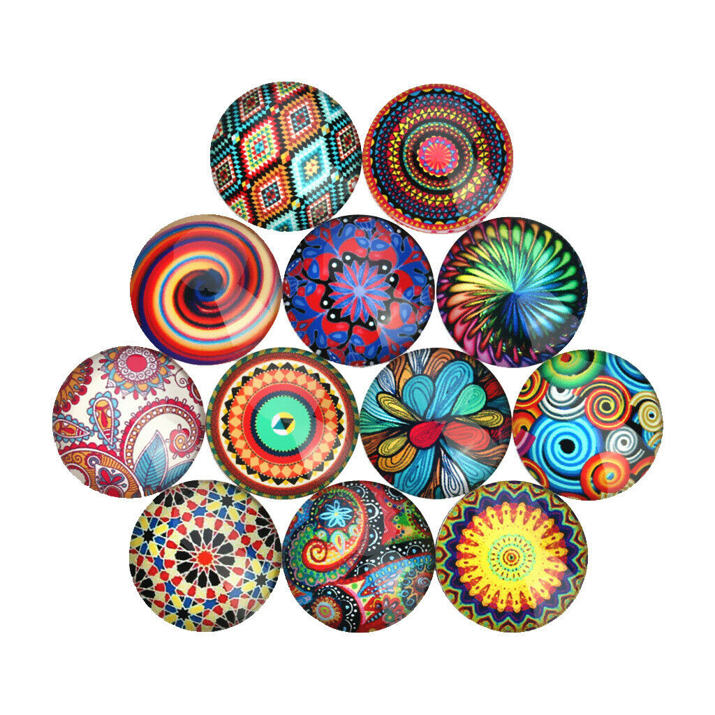 40x Flatback 10mm Round Photo Glass Cabochon Colorful Bohemia Cameo Jewelry