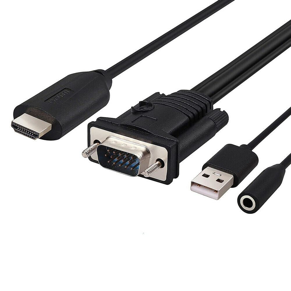 1080P MI Male to VGA Male Converter Adapter Cable with Female 3.5mm Audio CordD3