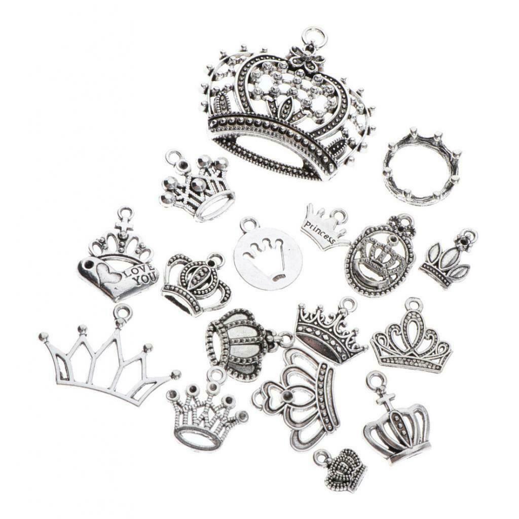 17pcs Pendants DIY Jewelry Chain Necklace Hanging Decor Crown Shape Hanging