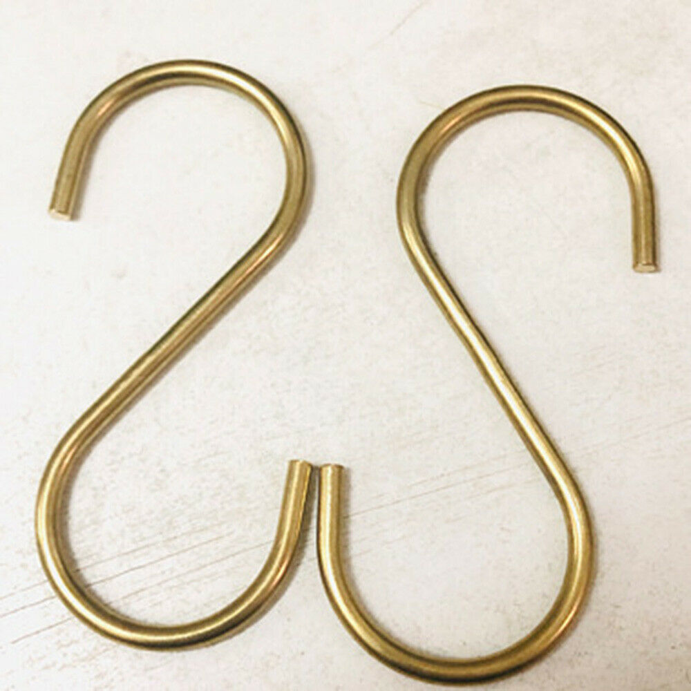 5PCS Brass S Hooks Hanger Kitchen Bathroom Holder Utensil Clothing Hanging Home