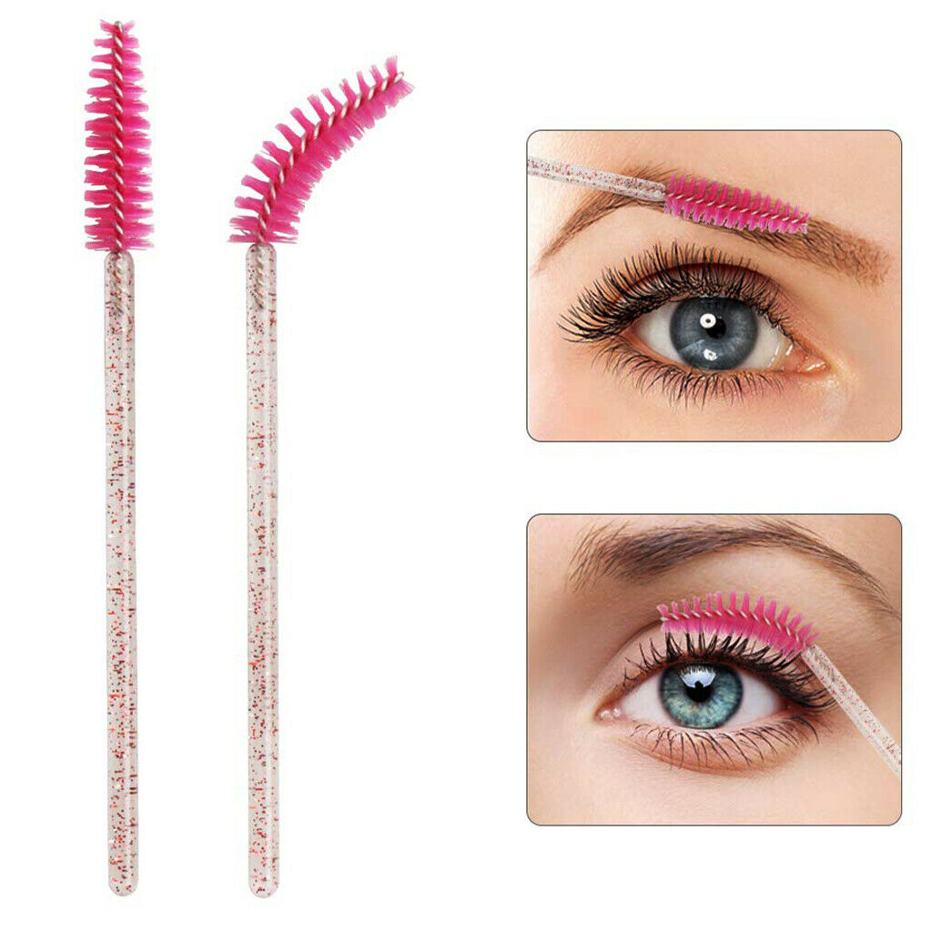 500 Pack Disposable Eyelash Brushes Crystal Handle Extension Makeup Tool