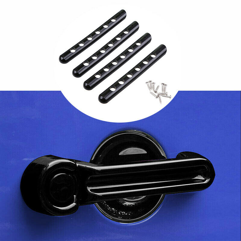 4x Black Aluminum Car Door Grab Handle Cover Trim for Jeep Wrangler JK 2007-2017