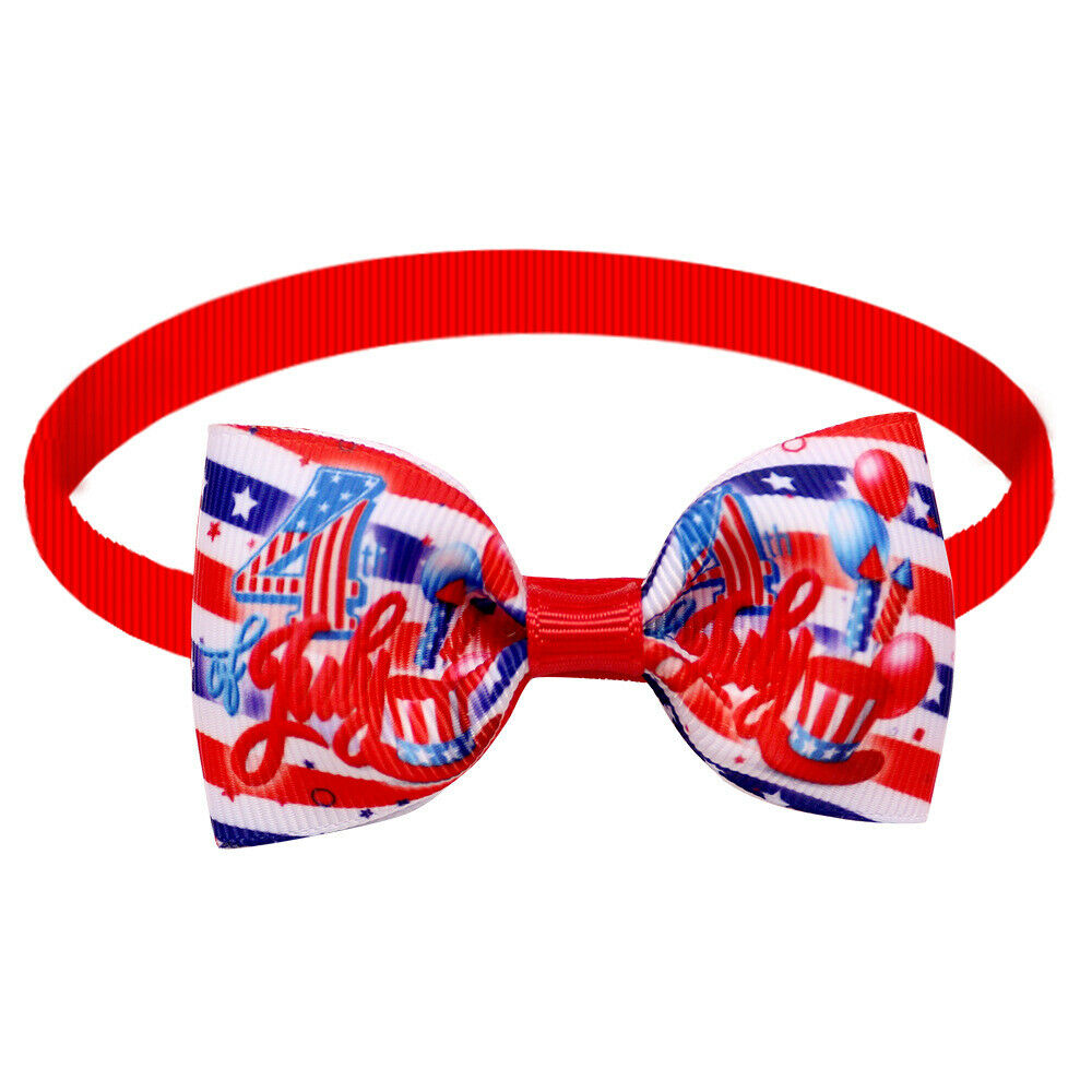 20Pcs Dog Bow Tie American Independence Day Pet Cat Neck Collar Decor Adjustable