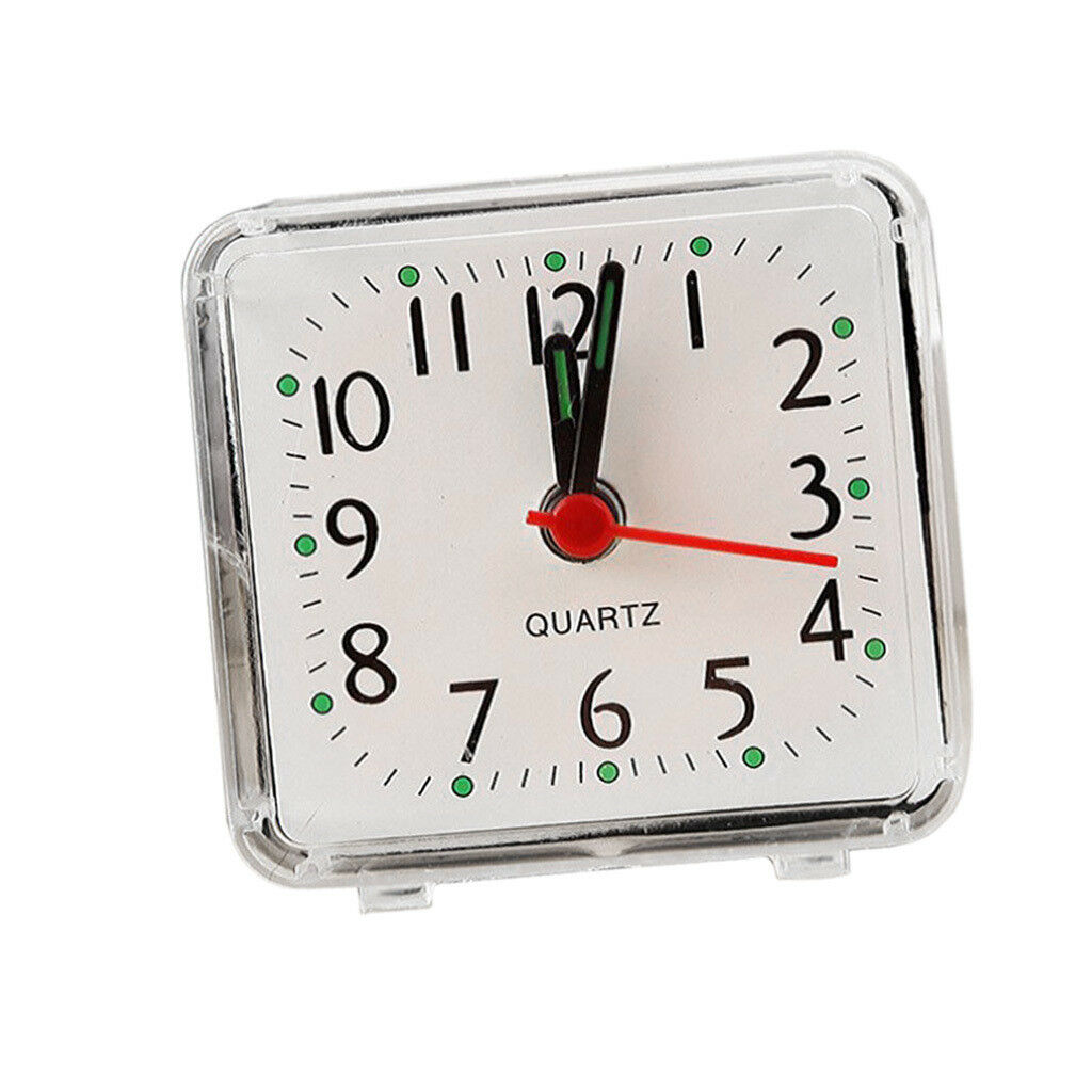 Modern Mini Quartz Clock Travel Alarm Clock Bedroom Home Table Clock White